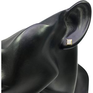 Pendientes de Diamantes con Corte Princesa Ornaatis, Oro Amarillo de 10K, Color G-H, Claridad P2, Engaste de Garras, para Uso Diario de Mujer - Product Image 4