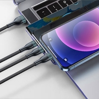 Câble USB Type-C de charge rapide 5-en-1 PD 100W avec conducteur en cuivre pur et conception tressée pour iPhone, Samsung, compatible imprimante