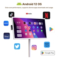 Téléviseur intelligent rotatif de 32 pouces HD IP65 pour diffusion en direct en extérieur, réglable en hauteur, alimenté par batterie en veille, Android, pour centre commercial