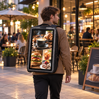 Sac à dos tendance imperméable en PVC avec écran LCD intelligent de 18,5 pouces, fermeture éclair, affichage numérique HD USB pour salons professionnels et événements