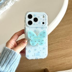 Funda Doble Capa con Diseño Floral Pequeño y Mariposas en Tonos Rosa y Azul Primavera para iPhone 17ProMax 16 15 para Mujer - Product Image 2