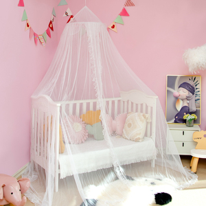 Lazer dantel beyaz yuvarlak cibinlik çocuk yatak gölgelik bebek kötü gölgelik - Product Image 3