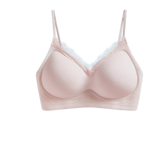 Soutien-gorge doux et crémeux à bonnets moulés fins, sans armatures, sans coutures, push-up pour petites poitrines, avec double boucle et bretelles fixes - Product Image 5