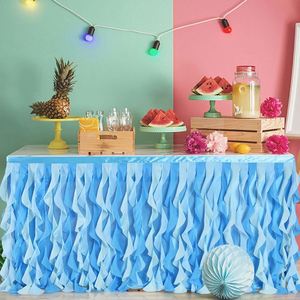 Falda de Mesa de Chifón al por Mayor, Diseño Rectangular de 6 pies en Color Champán para Bodas - Product Image 4