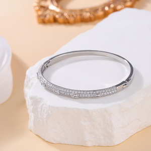 Fashion Tennis Bracelet Gold Zircon Inlay Channel Setting Women's Jewelry Gift - Product Image 2