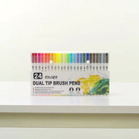 Ensemble de stylos aquarelle à Double tête, 12, 24, 36 couleurs, surligneur, marqueur d'art, vente en gros