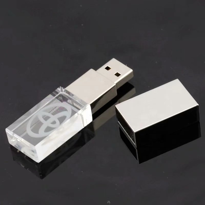 Kristal Transparant Usb 3.0 32Gb 64Gb 128Gb Aangepast Logo Crystal Usb Flash Drives Met Geschenkdoos