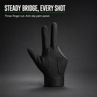 Gants de snooker professionnels personnalisés à 3 doigts, durables, antidérapants, respirants, en polyester extensible, avec fermeture auto-agrippante, ambidextres
