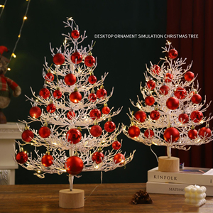 Arbre <span class=keywords><strong>de</strong></span> <span class=keywords><strong>Noël</strong></span> artificiel <span class=keywords><strong>de</strong></span> luxe <span class=keywords><strong>de</strong></span> haute qualité 45 cm 60 cm Base <span class=keywords><strong>en</strong></span> <span class=keywords><strong>bois</strong></span> Lumières LED blanc chaud Décoration <span class=keywords><strong>de</strong></span> bureau <span class=keywords><strong>Boule</strong></span> <span class=keywords><strong>de</strong></span> couleur - Product Image 1