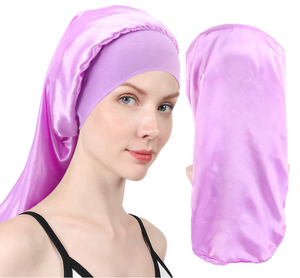 UNIQ-gorro largo de satén para dormir, gorro holgado de <span class=keywords><strong>pelo</strong></span>, grande, de seda, banda ancha elástica de 2,36 pulgadas, para dormir por la noche - Product Image 1