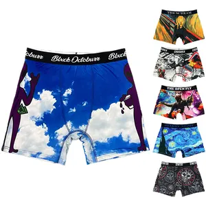 OEM Boxers Para Hombre Logotipo Personalizado Mens Underwear Sublimação Custom Design Homens Boxer Briefs Shorts