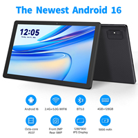 Tablet Android 16 de 10.1 Pulgadas, CPU Octa Core, 4+128GB Expandible, WiFi, BT 5.0, Ideal para Viajes y Entretenimiento Familiar