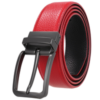 Ceinture en cuir pour homme avec boucle rotative personnalisée, ceinture en cuir véritable à texture litchi, utilisable des deux côtés, pour le travail et la vie quotidienne