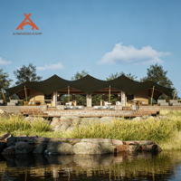 Tente de safari de luxe imperméable en toile PVC/PVDF Kawagebo Kamp (KK) 84' x 36' pour glamping et bar