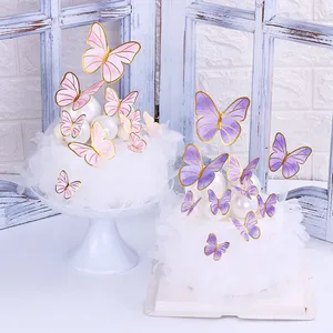 Décoration de gâteau papillon rose violet taille mixte couleur papillon décoration pour anniversaire mariage fête fournitures Y112