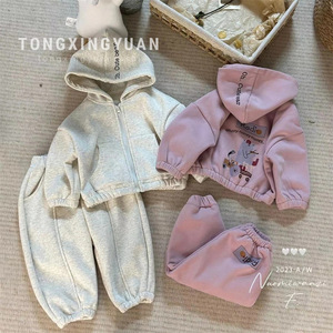 Tongxingyuan Girls Autumn Winter Outfit Cotton Thickening Cartoon <b>Bear</b> Two Piece Set Casual Kids Clothes Set - Product Image 1