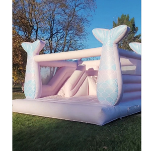 Castillo Inflable de PVC Color Rosa Macaron, Trampolín Inflable, Castillo de Brinco <span class=keywords><strong>con</strong></span> Tobogán, Castillo Inflable Comercial para Niños - Product Image 2