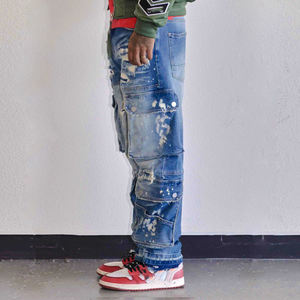 New Style Streetwear 2025 Custom <strong>Jeans</strong> Men'S Clothing Fashion Ripped Patch Men <strong>Jeans</strong> Utility Cargo Denim <strong>Pants</strong> - Product Image 2