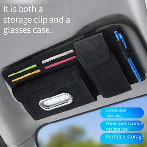 Organisateur de visière de <span class=keywords><strong>voiture</strong></span> <span class=keywords><strong>en</strong></span> <span class=keywords><strong>cuir</strong></span> multi-espace de haute qualité <span class=keywords><strong>porte</strong></span>-carte multifonctionnel et pochette de rangement pour sac à mouchoirs - Product Image 2