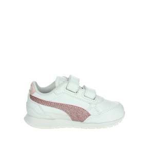 Sneakers Puma da bambina bianche e rosa con glitter, striscia laterale e chiusura in velcro, modello chunky - Product Image 4