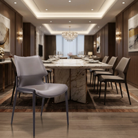 Chaise de salle à manger minimaliste nordique avec dossier ergonomique en cuir brun et pieds en acier pour la maison et le bureau