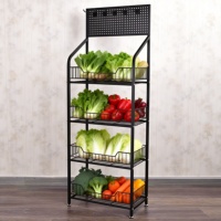 Étagère de présentation multi-usages en métal pour supermarché, 4 niveaux, autoportante, avec panneau perforé, personnalisable pour le rangement de snacks