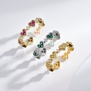 custom plata 925 silver Heart Rhinestone Ring cubic zirconia Gold Plated Prong Setting luxury wedding Jewelry rings for women - Product Image 1