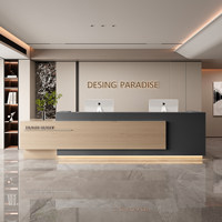Comptoir d'accueil moderne et minimaliste avec finition peinture laquée, pour réception d'entreprise, hôtel, salon de beauté, ou comme comptoir de service personnalisé et de caisse.