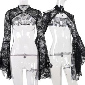 เสื้อลูกไม้ลายฉลุมีกระดุมสำหรับผู้หญิงเสื้อสำหรับงานปาร์ตี้ - Product Image 1