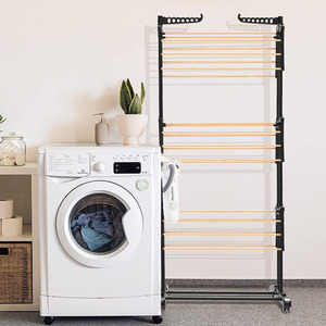 Vente chaude Porte-vêtements en métal mobile à 3 niveaux Sèche-linge debout pliable multifonctionnel pour le linge intérieur extérieur - Product Image 4