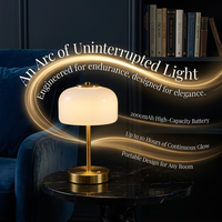 Lampe de table sans fil moderne en forme de champignon, lampe de bureau LED rechargeable 2000 mAh, veilleuse rétro tactile à intensité variable pour restaurant et chambre à coucher