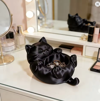 Boîte de rangement en plastique Chat porte-bonheur, support à bibelots décoratif mignon imprimé en 3D, organisateur de bureau stable, décoration d'intérieur