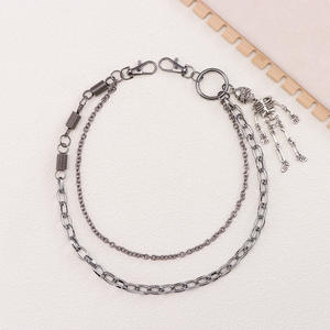 Cadena de cintura de doble capa estilo esqueleto, punk, hip hop, de moda, cadena corporal de plata tibetana para uso diario - Product Image 3