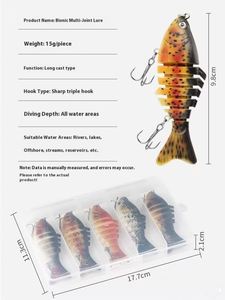Señuelo de Pesca Minnow Multiarticulado de 16g/10cm al por Mayor, Ojos 3D, Cebo Duro Segmentado, Señuelo de Hundimiento Multisección de ABS para Agua Salada y Lago - Product Image 2