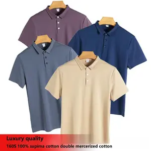 Camisetas Polo Golf logotipo personalizado lujo 160S algodón mercerizado doble diseño alta calidad Supima algodón polo