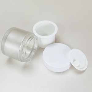 Custom Double Wall Round 50g 80g Glass Skincare Face Cream Container Jar Skincare Glass 50 ml Double Wall Jar with White Cap - Product Image 2