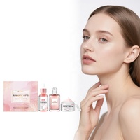 Ensemble de soins de la peau pour le visage hydratant rose, anti-âge, raffermissant et éclaircissant, à l'acide hyaluronique, à la niacinamide et à la vitamine E, marque privée