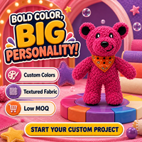 Boneka Beruang Teddy Pink Custom, Mainan Plush Isi Kapas PP, Bordir, Kain Bertekstur Pereda Stres, Boneka Hewan dengan Syal, Grosir, Hadiah Anak