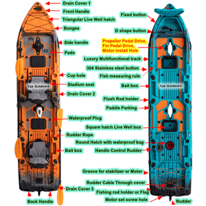 2025 New Modular 9ft Wide 4m Motorized Kayak Easy Store-PC Pedal Drive Surfing and Fishing <strong>Application</strong> 3 Person Capacity - Product Image 6