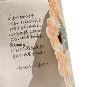 चीनी हस्तनिर्मित जर्नल उच्च सौंदर्य आला नोटबुक प्राकृतिक संयंत्र बनावट पेपर कवर वर्ग आकार लेटरप्रेस प्रिंटिंग - Product Image 5