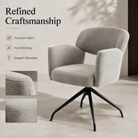 Silla de Comedor Giratoria Premium con Respaldo Abierto, Tapizada en Bouclé, Base Curva en Forma de Estrella, Giro de 360° °   Restaurante Giratorio Rotating Oatmeal Grey Hotel