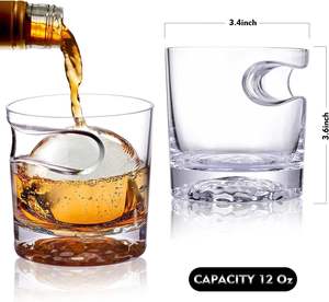 แก้วน้ำทรงเตี้ยแบบใส ดีไซน์พิเศษ <span class=keywords><strong>ราคา</strong></span>ประหยัด สำหรับใส่เหล้าบรั่นดี วิสกี้ ซิการ์ พร้อมฐานรูปทรงลูกบอลน้ำแข็ง - Product Image 2