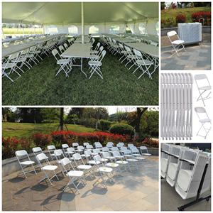 Asiento comercial apilable portátil para exteriores, sillas de comedor plegables de plástico blanco ligero para fiestas - Product Image 4