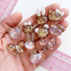Arc <span class=keywords><strong>Rabitt</strong></span> mignon autocollants résine pendentif épingles à cheveux chaussures accessoires coque de téléphone bijoux résine artisanat pour la décoration - Product Image 4
