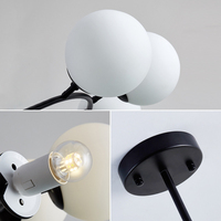 Lustre Sputnik Minimaliste Moderne, Suspension Réglable en Fer et Verre, Lumière Blanche Chaude, Intensité Variable, pour Intérieur, Maison, Bureau, Hôtel
