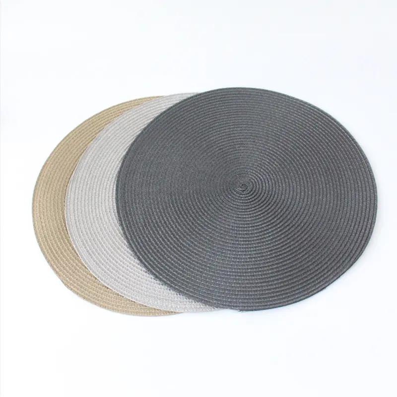 New material PP round woven placemat wholesale wedding stain heat resistant place mats for dining table mats sets placemats