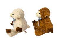 Jolie peluche mouton, jouet en peluche doux, poupée agneau avec nœud à carreaux bleus, cadeau d'anniversaire pour enfants, décoration de la maison