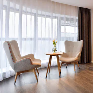 Sillón de Terciopelo Francés, Silla de Salón, Sofá de Tela con Patas de Madera de Haya, Sofá Moderno Nórdico - Product Image 6