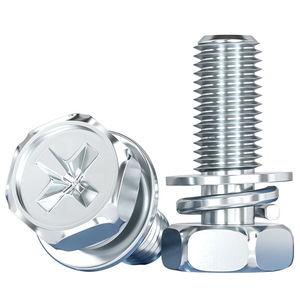 M4 M8 M10 Galvanized Phillips Hex Bolts With Spring Washers Grade 4.8 For Sports Equipment - Product Image 1