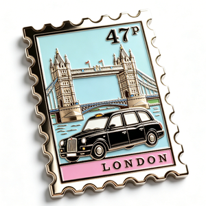 Pin Metálico del Puente de la Torre de Londres, Chapado en Oro, Aleación de Zinc, Esmalte Duro, Recuerdo con Temática de Viajes, Forma Rectangular - Product Image 2